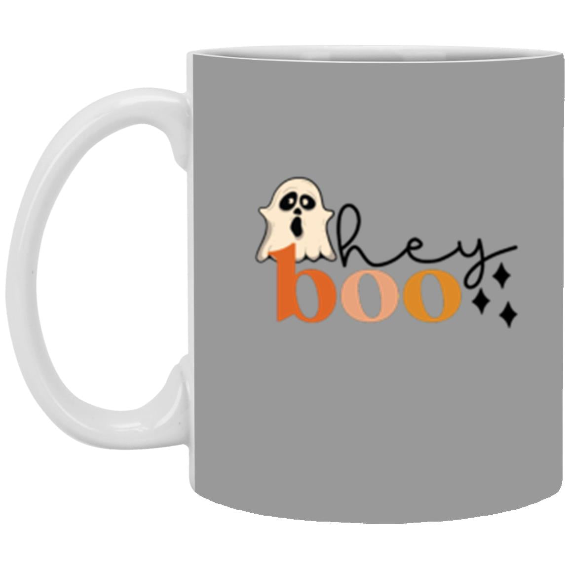 Custom White Mug w/ Background Color "Hey Boo"