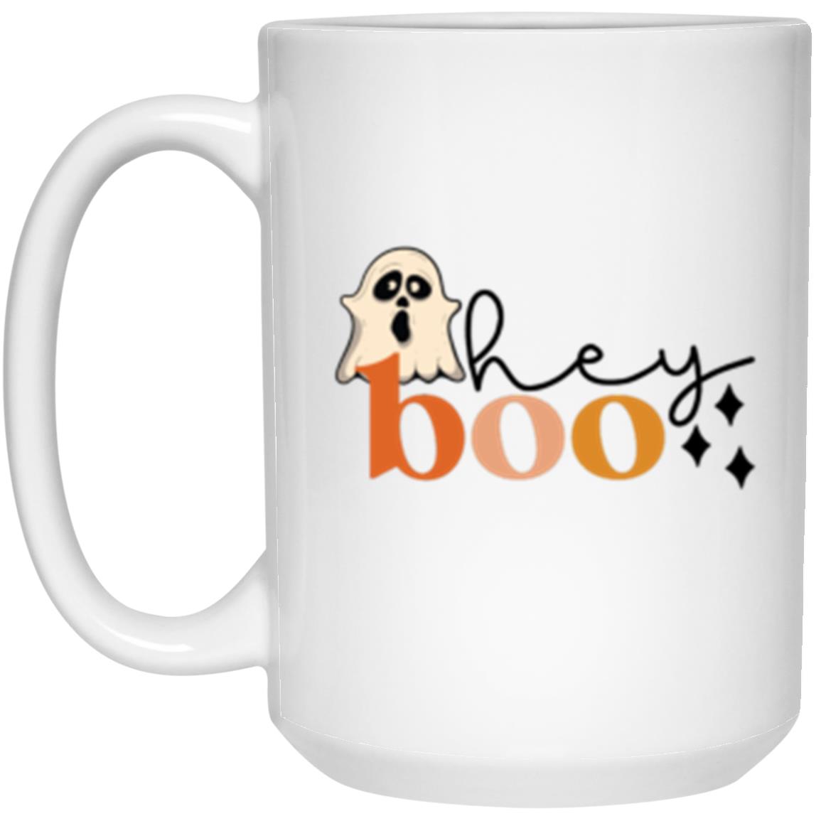 Custom White Mug w/ Background Color "Hey Boo"