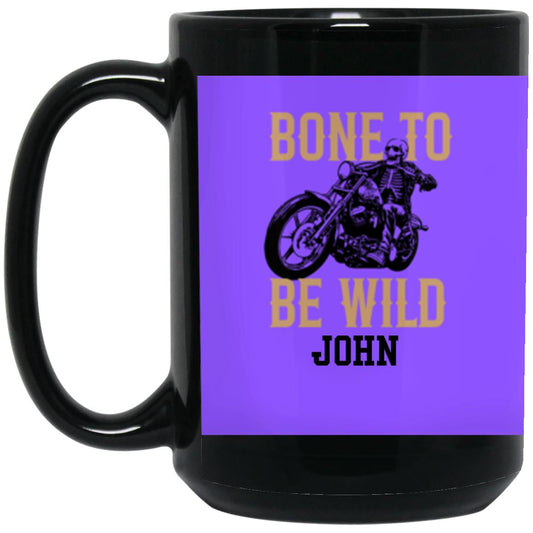 Personalized 15oz Black Mug w/ Color "Bone To Be Wild"