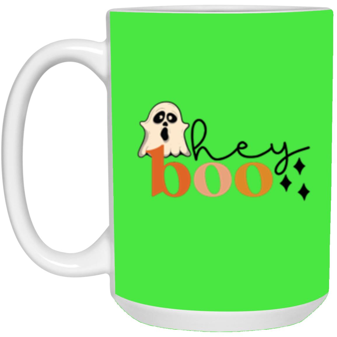 Custom White Mug w/ Background Color "Hey Boo"