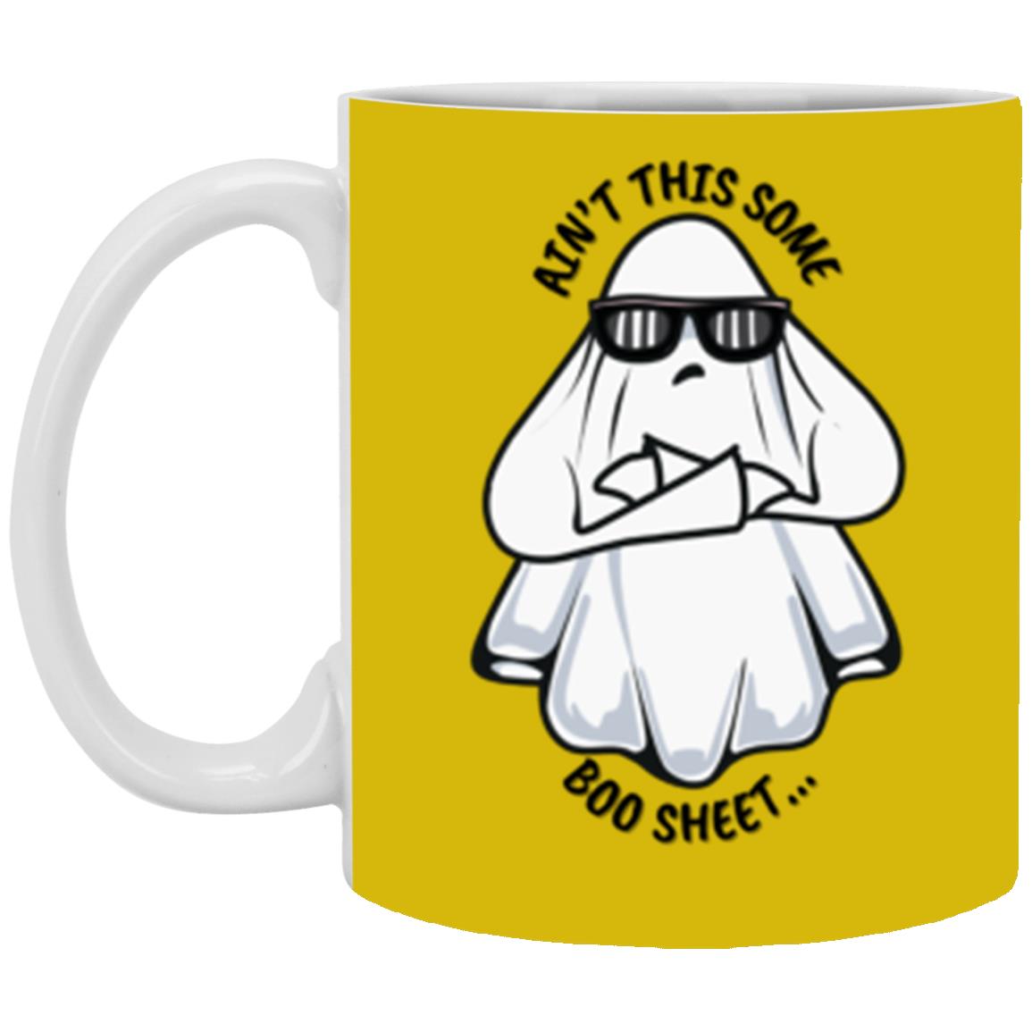 Custom White Mug w/ Background Color "Ain't This Some Boo Sheet"