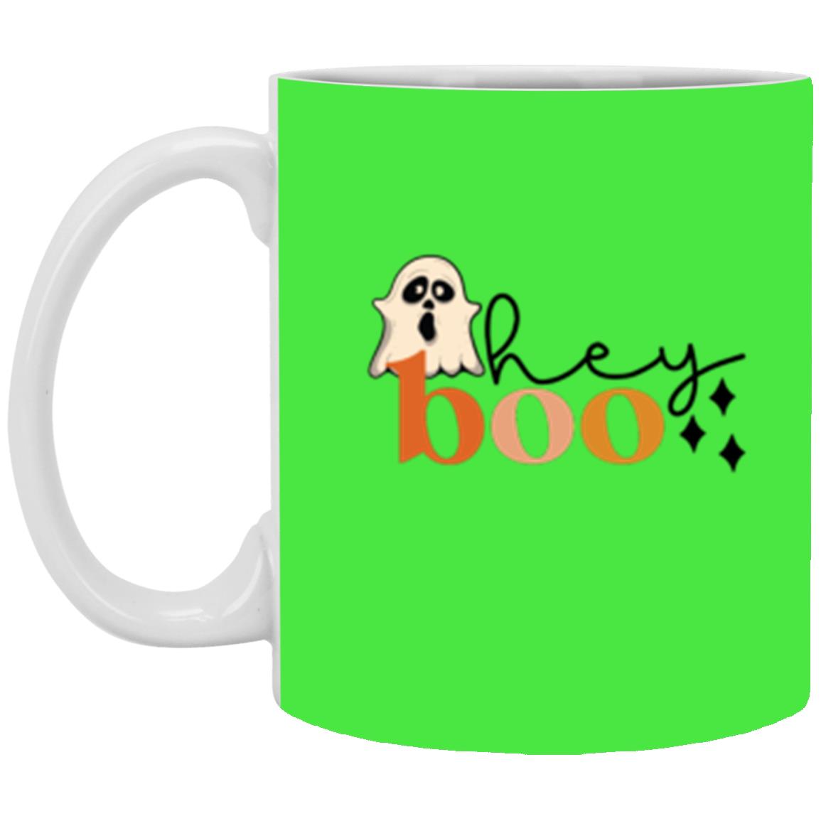 Custom White Mug w/ Background Color "Hey Boo"