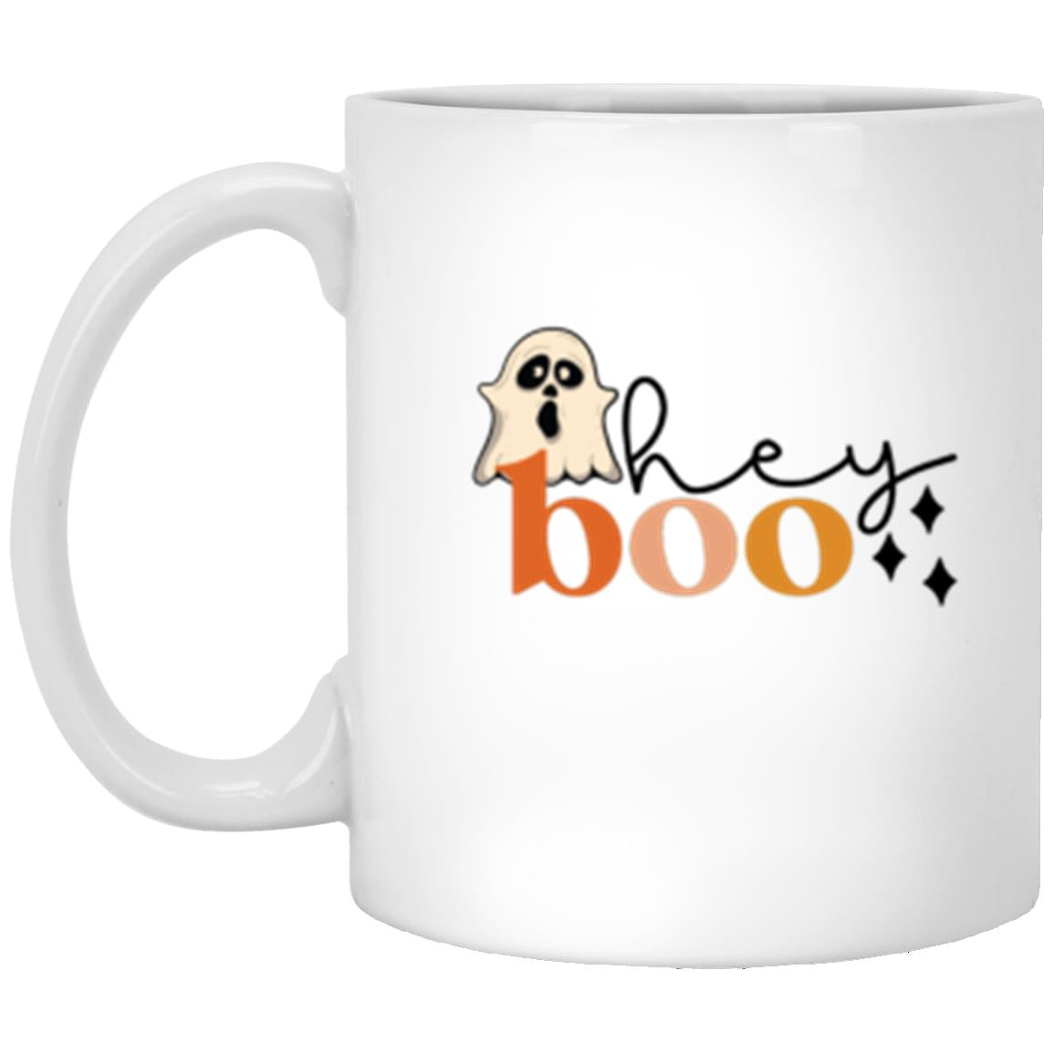 Custom White Mug w/ Background Color "Hey Boo"