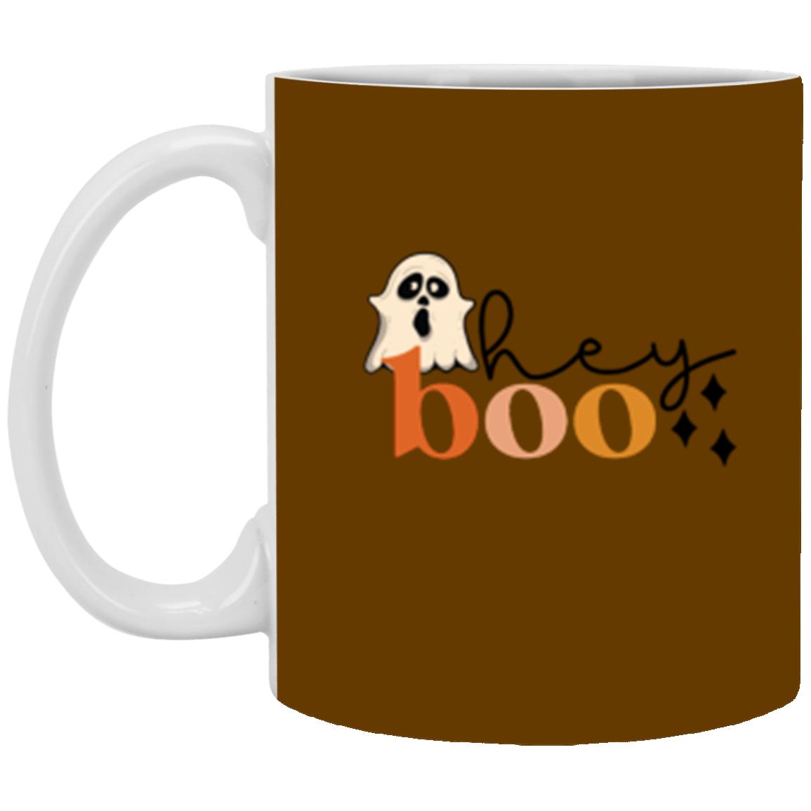 Custom White Mug w/ Background Color "Hey Boo"