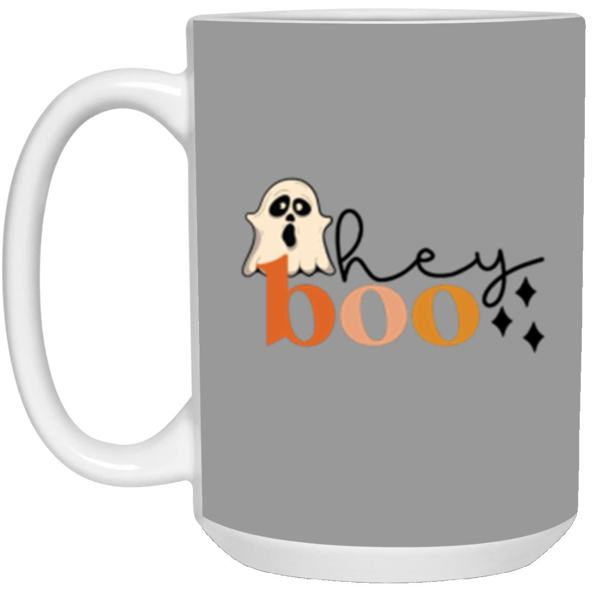 Custom White Mug w/ Background Color "Hey Boo"