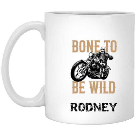 Personalized White Mug w/ Background Color "Bone To Be Wild"