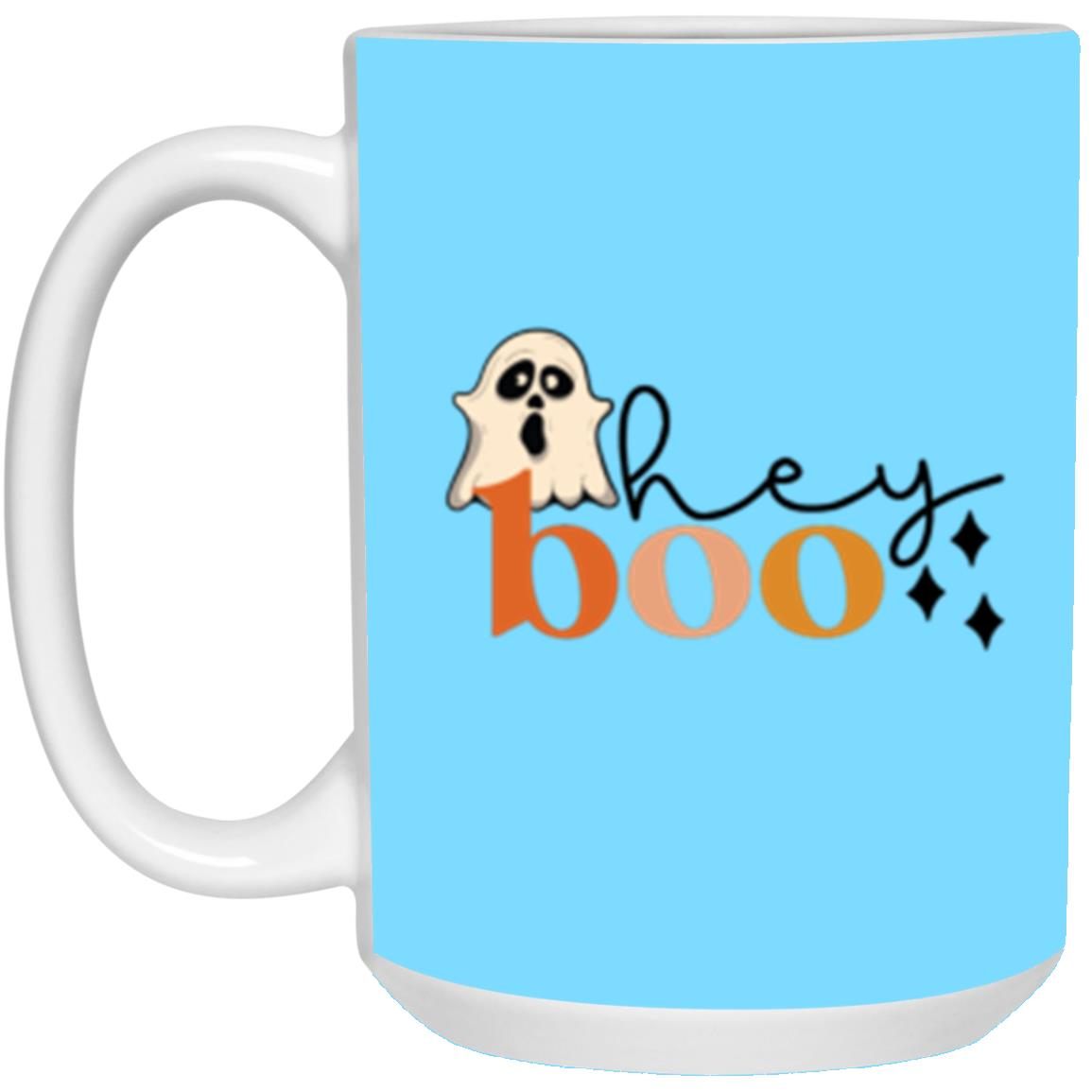 Custom White Mug w/ Background Color "Hey Boo"