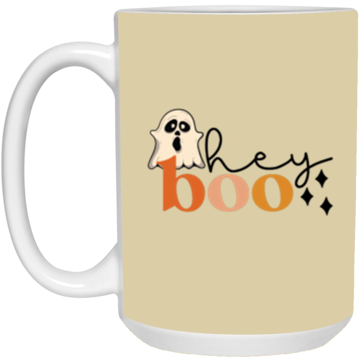 Custom White Mug w/ Background Color "Hey Boo"