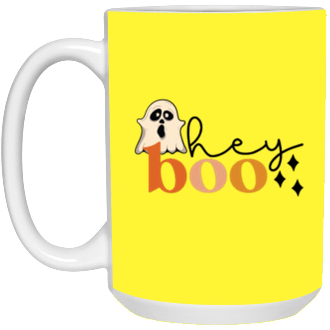 Custom White Mug w/ Background Color "Hey Boo"