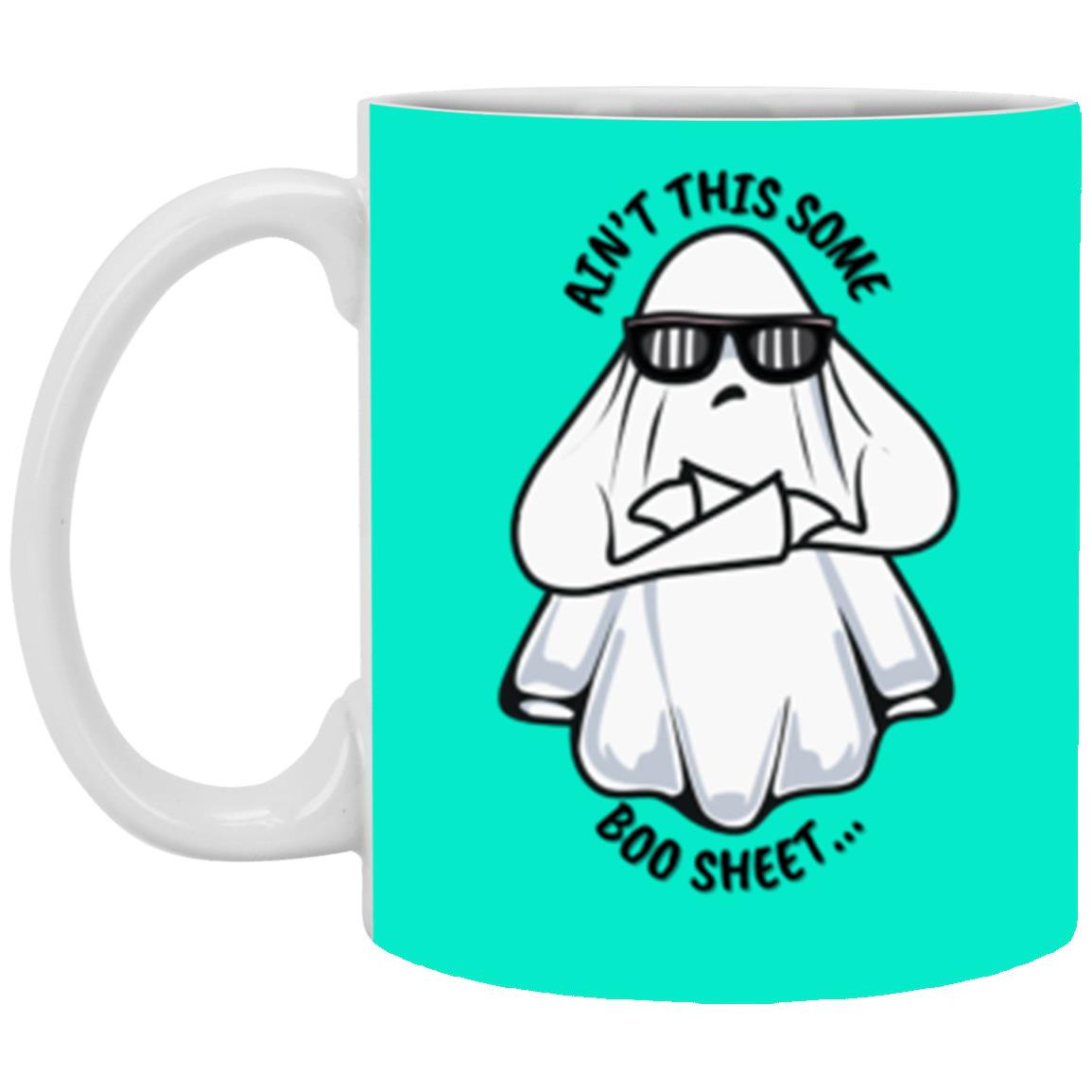 Custom White Mug w/ Background Color "Ain't This Some Boo Sheet"