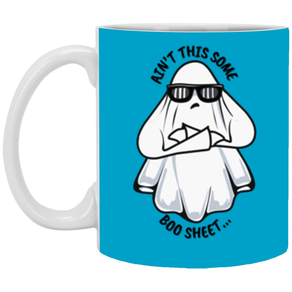 Custom White Mug w/ Background Color "Ain't This Some Boo Sheet"