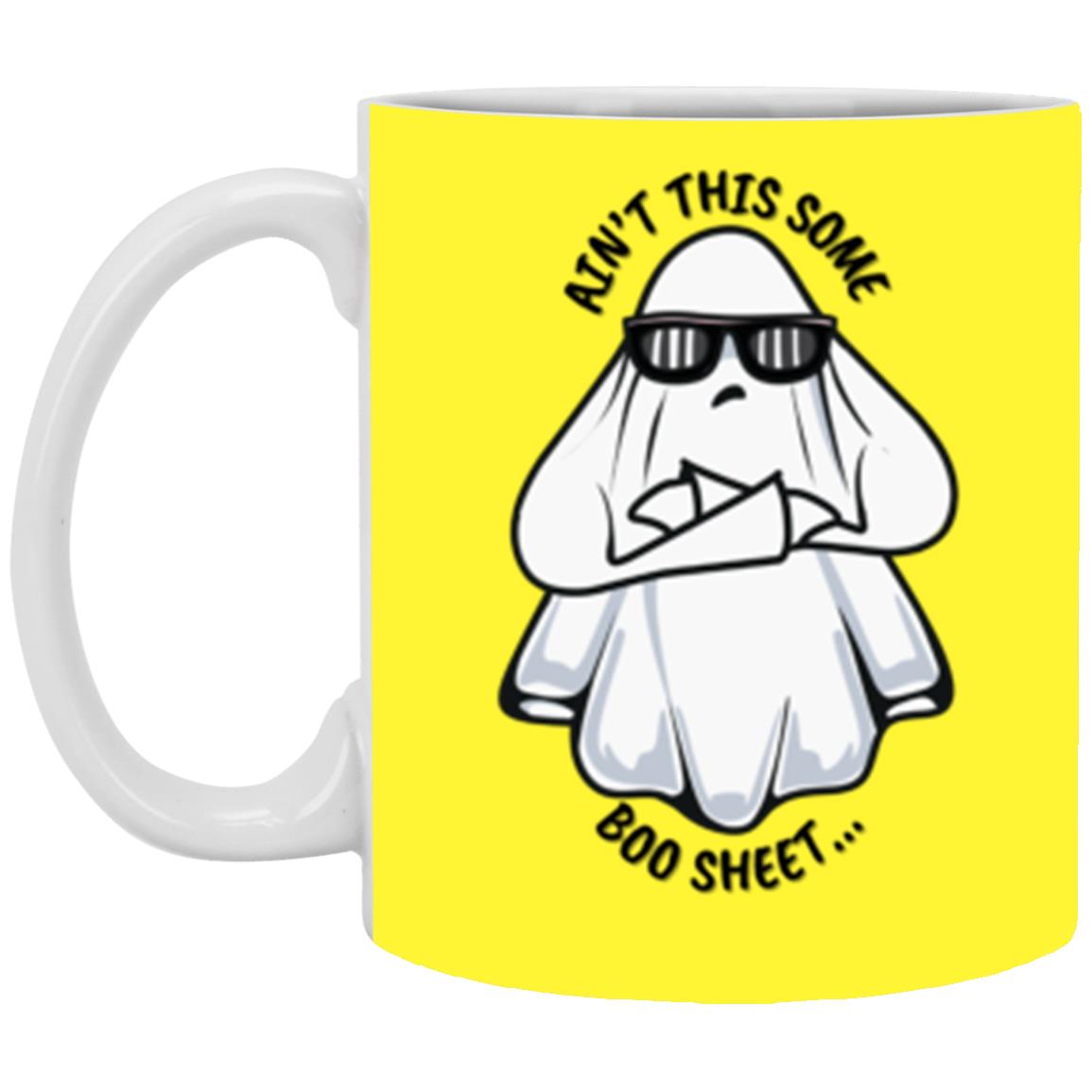 Custom White Mug w/ Background Color "Ain't This Some Boo Sheet"