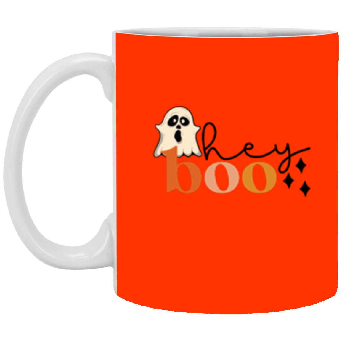 Custom White Mug w/ Background Color "Hey Boo"