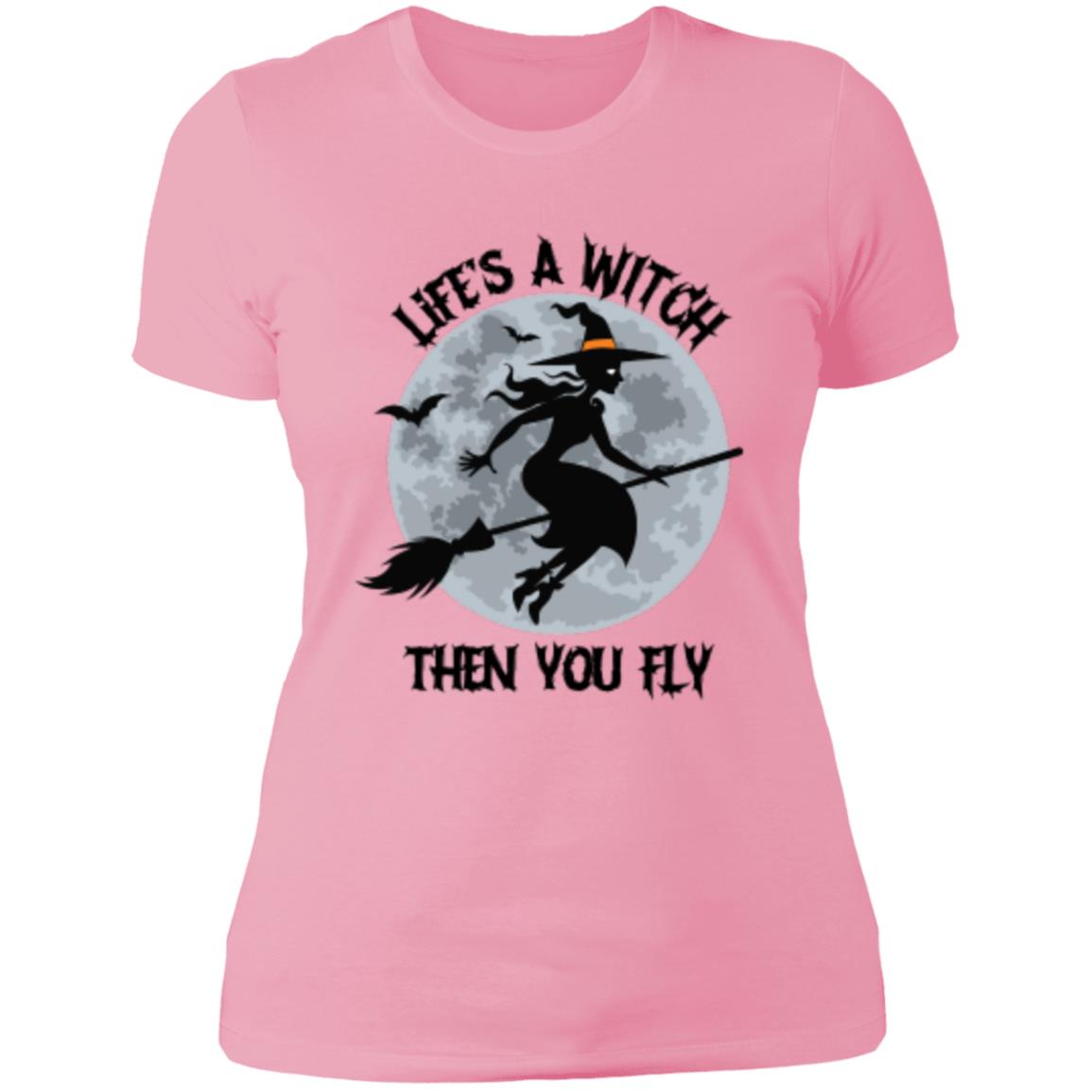 Custom Boyfriends' Slim T Shirt "Life's A Witch Then You Fly"