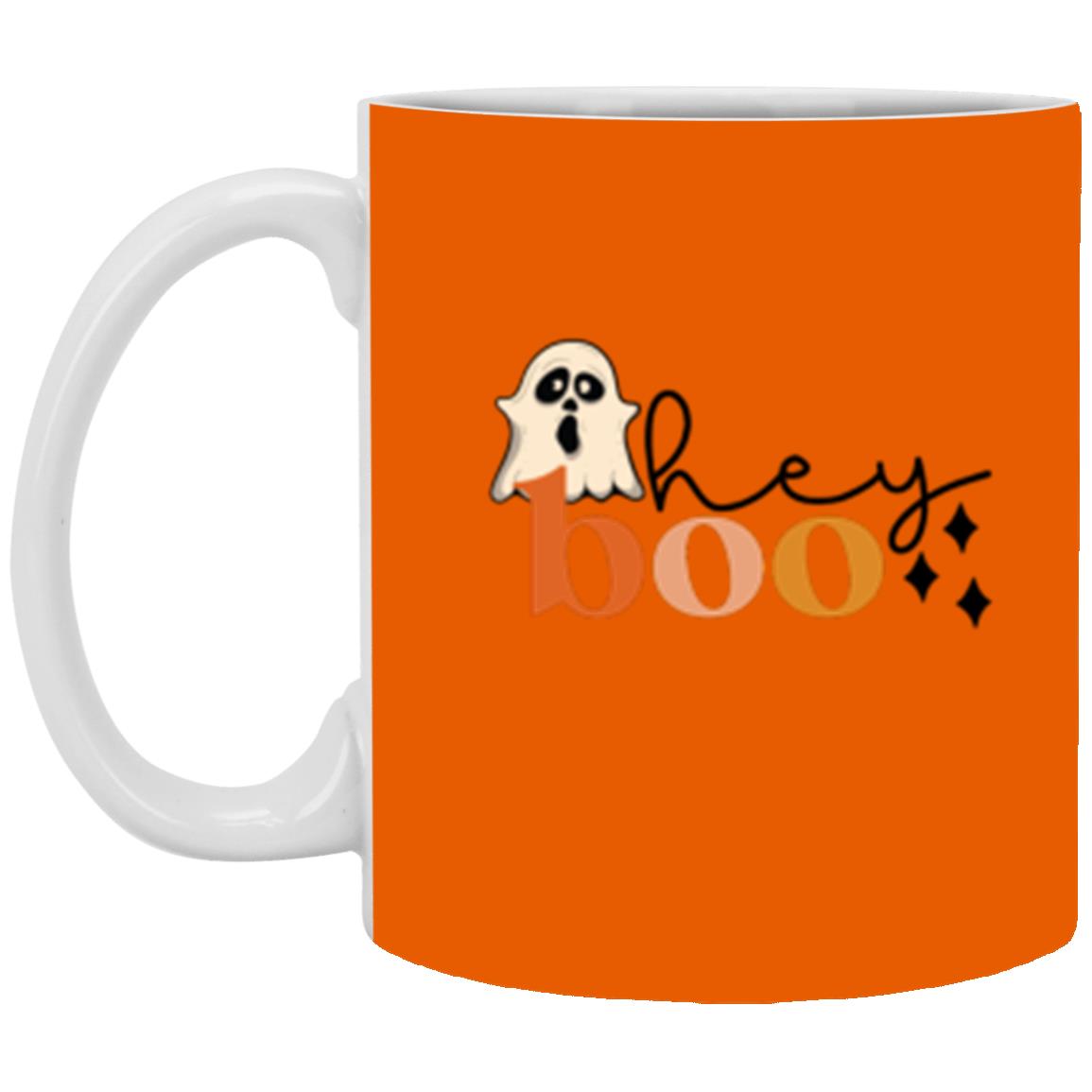 Custom White Mug w/ Background Color "Hey Boo"