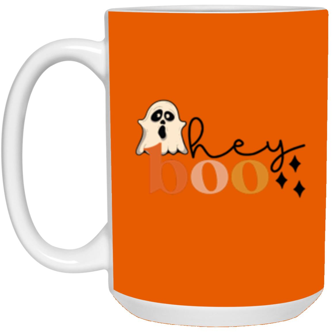 Custom White Mug w/ Background Color "Hey Boo"