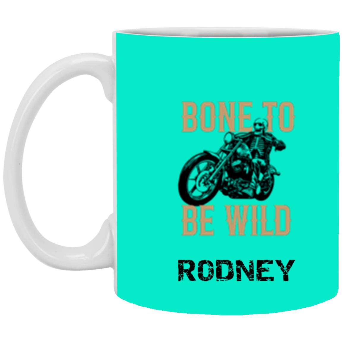 Personalized White Mug w/ Background Color "Bone To Be Wild"