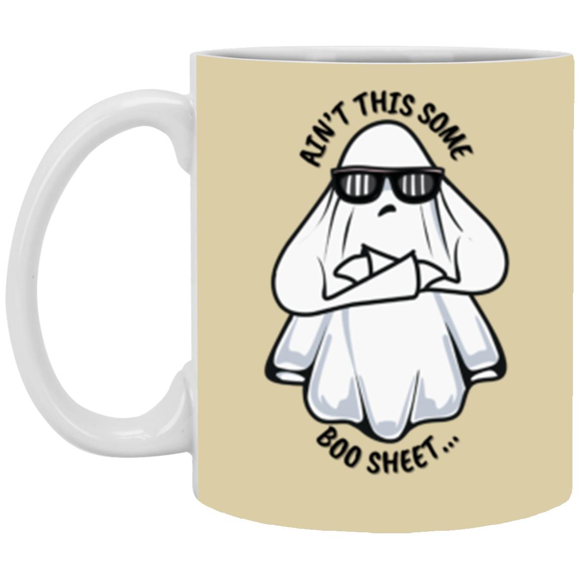 Custom White Mug w/ Background Color "Ain't This Some Boo Sheet"