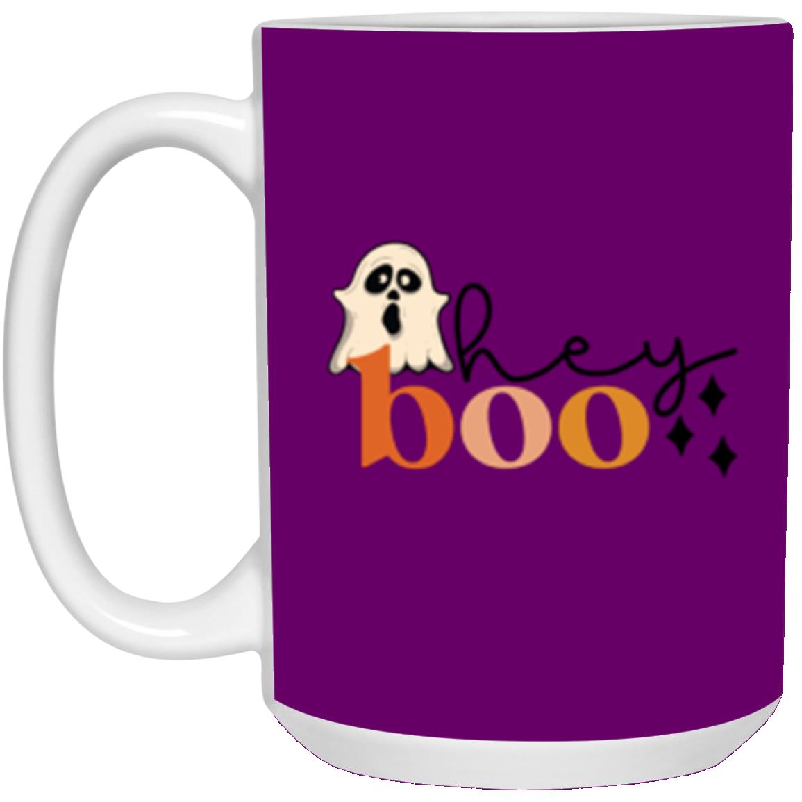 Custom White Mug w/ Background Color "Hey Boo"