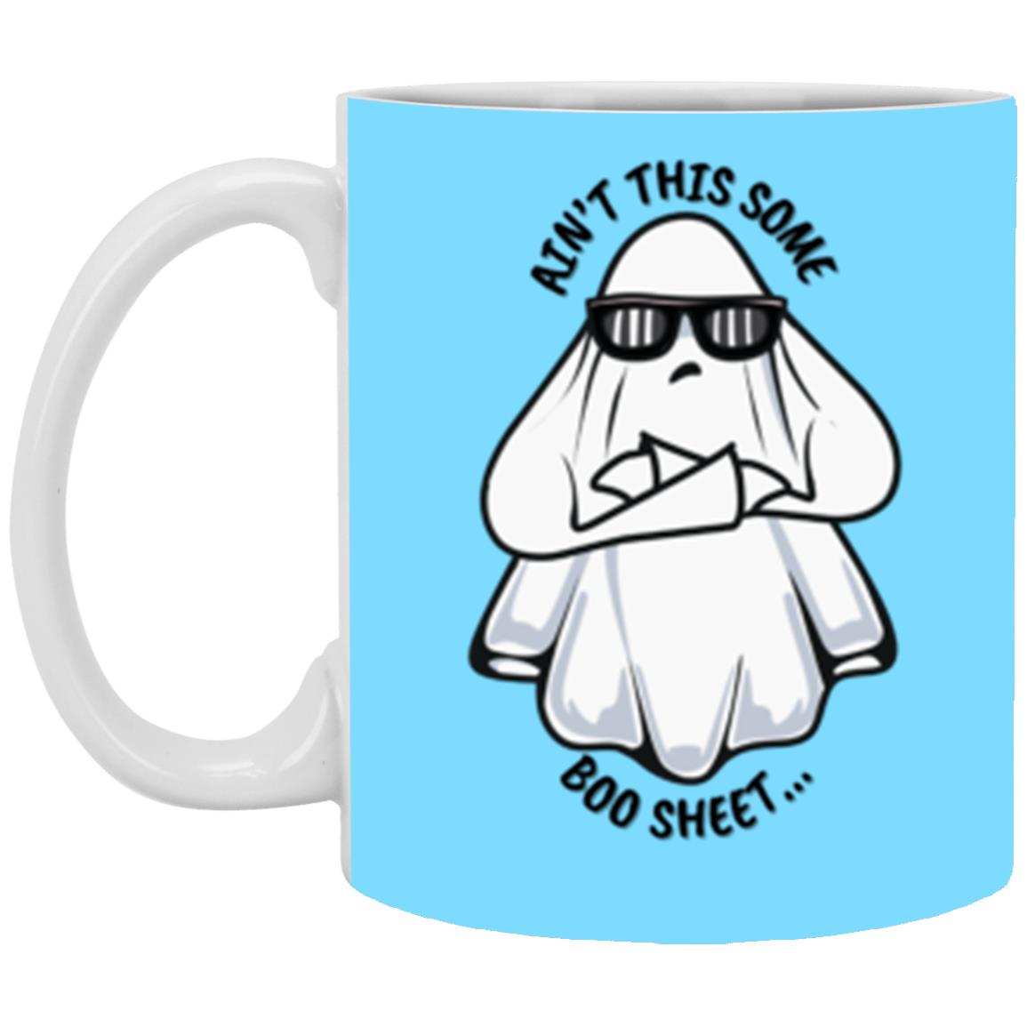 Custom White Mug w/ Background Color "Ain't This Some Boo Sheet"