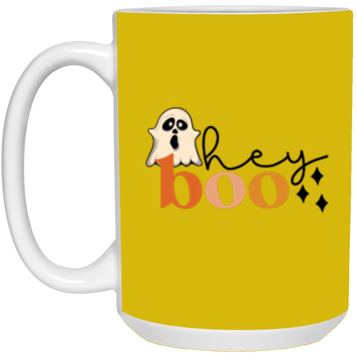 Custom White Mug w/ Background Color "Hey Boo"